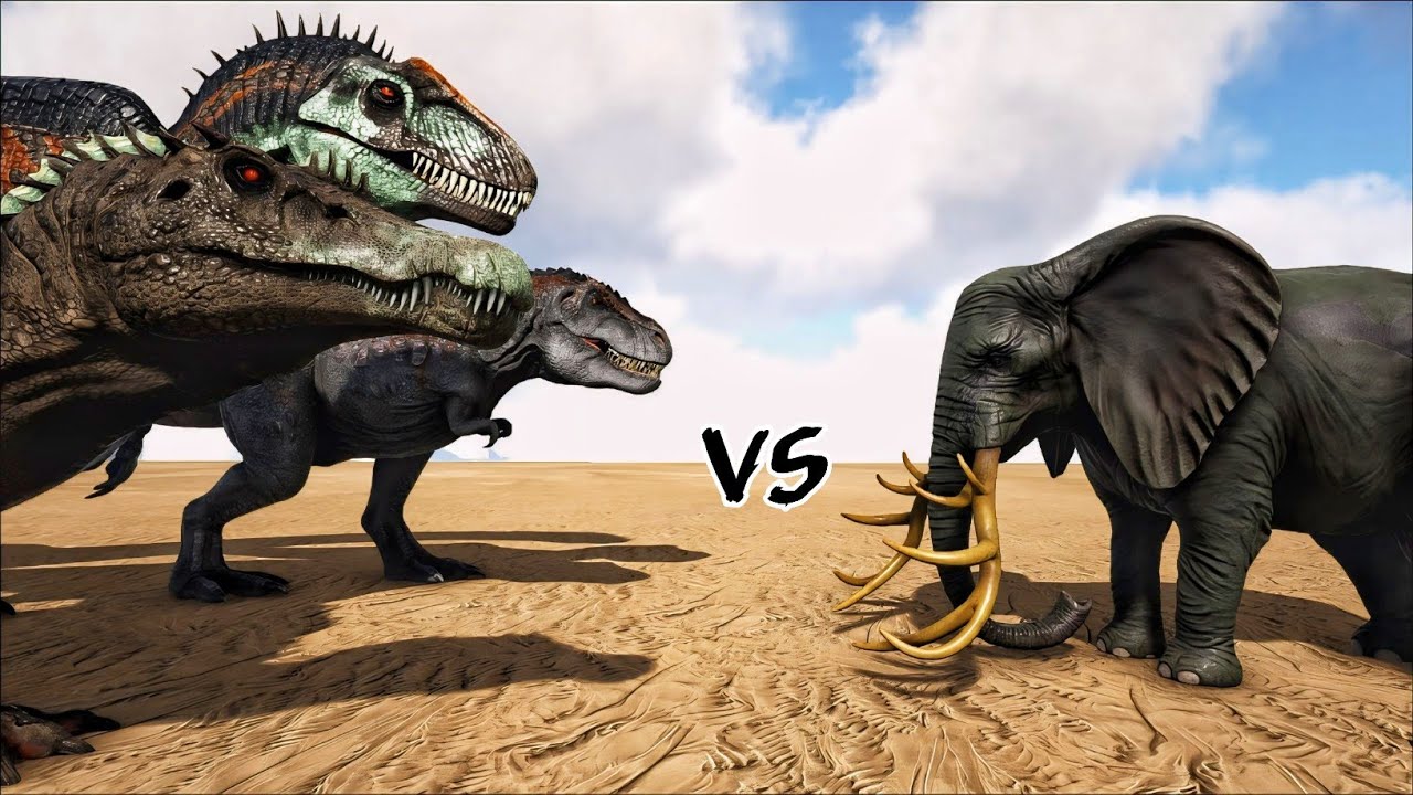 Elephant VS Ark Dinosaurs | ARK Epic Dino Battle | DINOWORLD |
