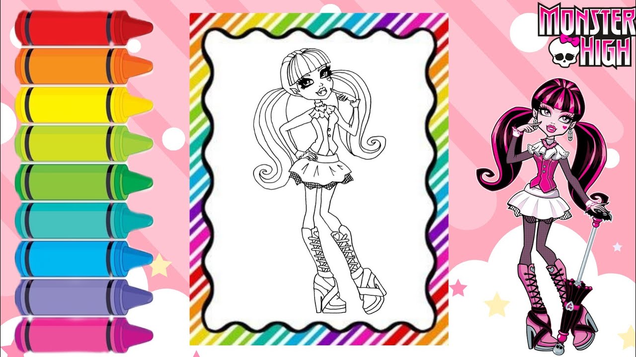Monster High Draculaura Coloring | Coloring video for kids #coloringpages #monsterhigh #draculaura