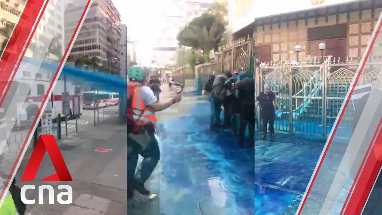 Hong Kong protests: Kowloon Mosque gets sprayed blue by police water cannon
