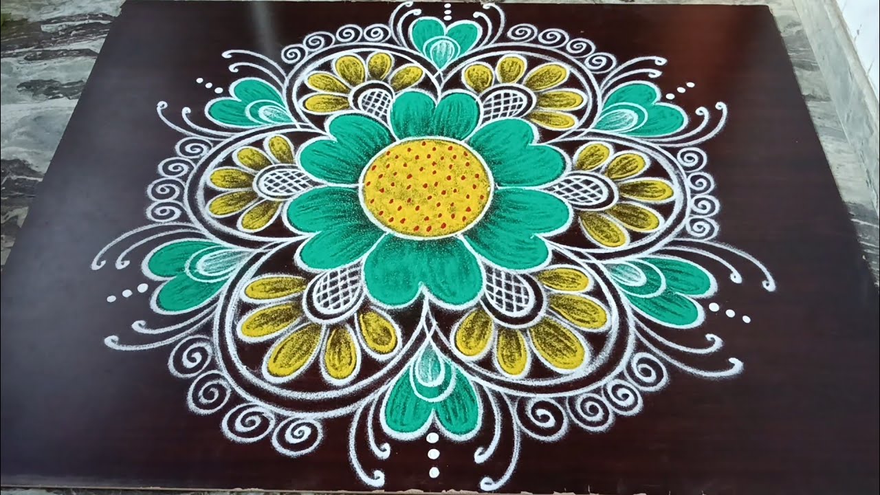 Mahashivratri spl flower rangoli designs/Maasi madham kolam/Easy Festival rangoli designs/Lathakolam