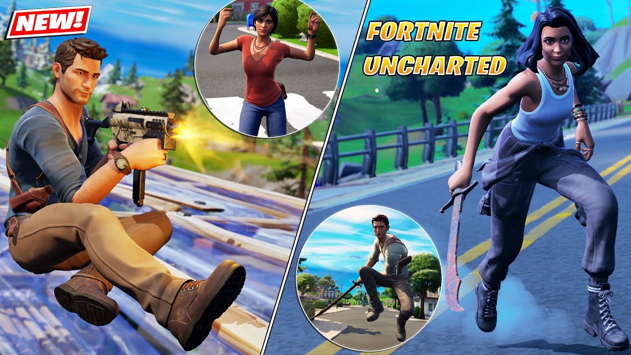 Uncharted Bundle(Nathan Drake & Chloe Frazer Skin) Film & Game Styles Gameplay! Fortnite