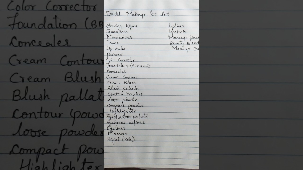 bridal makeup kit list 