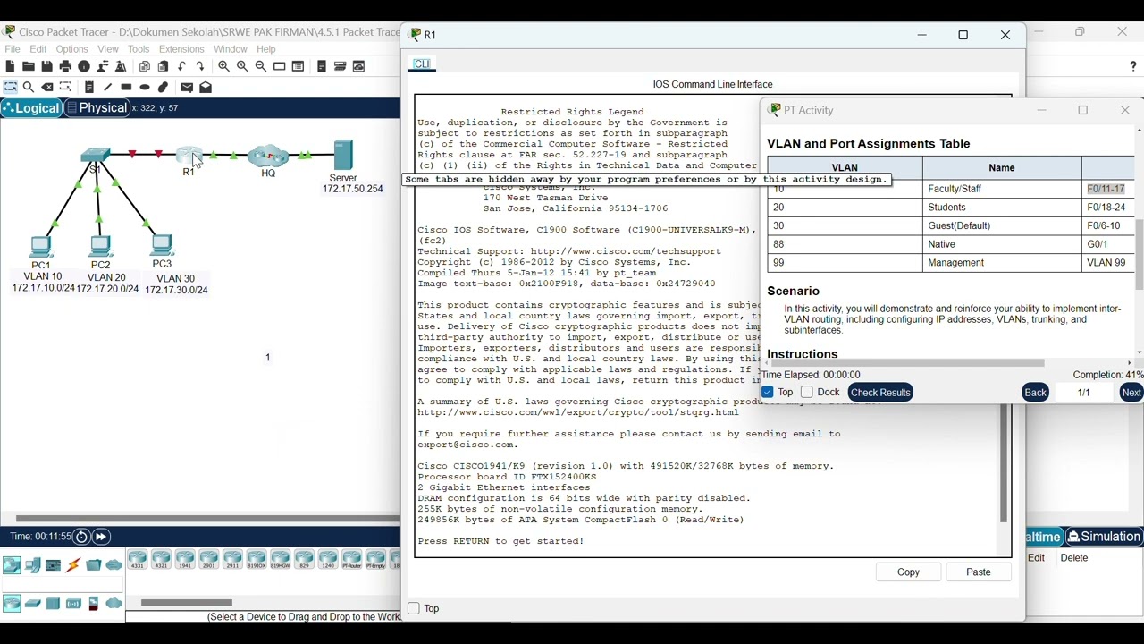 SRWE 4.5.1 Packet Tracer - Inter-VLAN Routing Challenge