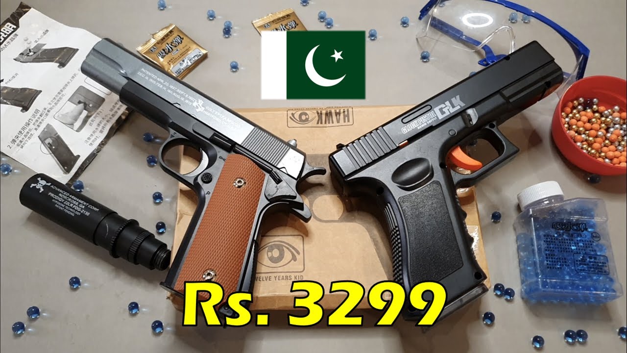 GLOCK 18 vs COLT 1911 Airsoft Pistol In Pakistan | Unboxing & Review in Urdu/Hindi | Gel Blaster