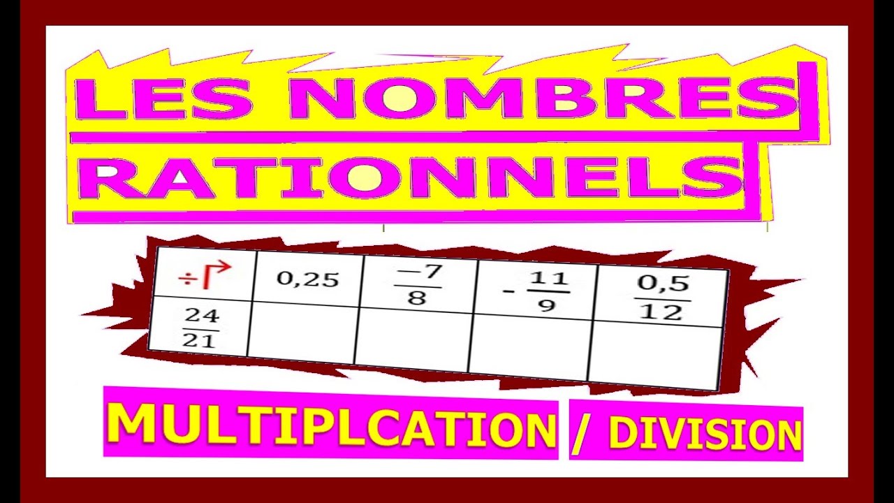 Maths 3ème - Les nombres rationnels Multiplication et Division Exercice 16