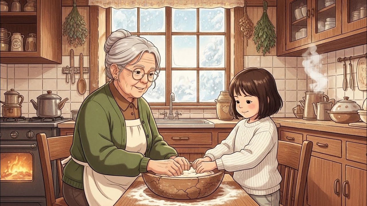 The First Snow in Our Small Village | Baking Bread with Grandma | Cozy Winter ASMR Slow Living.