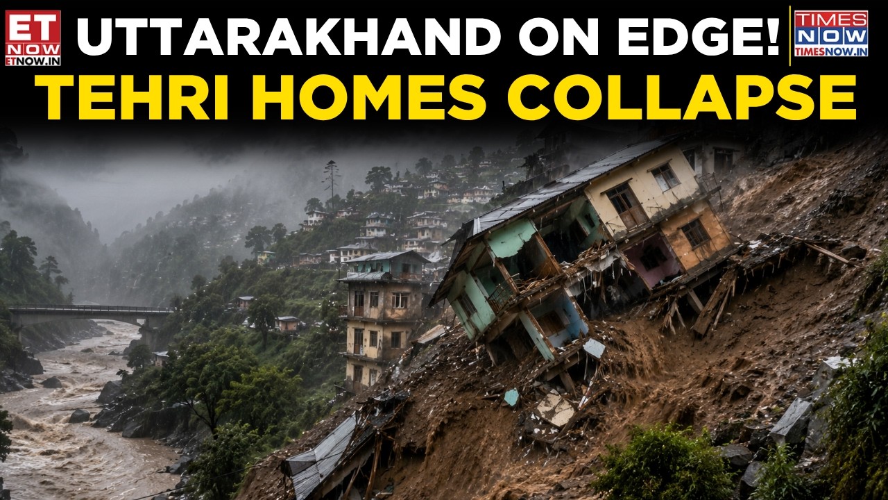 Uttarakhand Disaster: Houses Collapse Within Seconds In Tehri After Heavy Rain | Scary Visuals