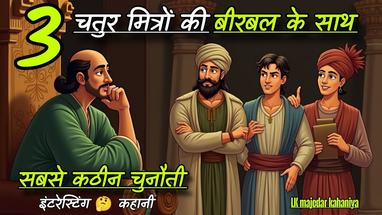 तीन चतुर मित्रों की बीरबल के साथ सबसे 🤔 कठिन चुनौती | इंटरेस्टिंग कहानी | akbar birbal new kahani 