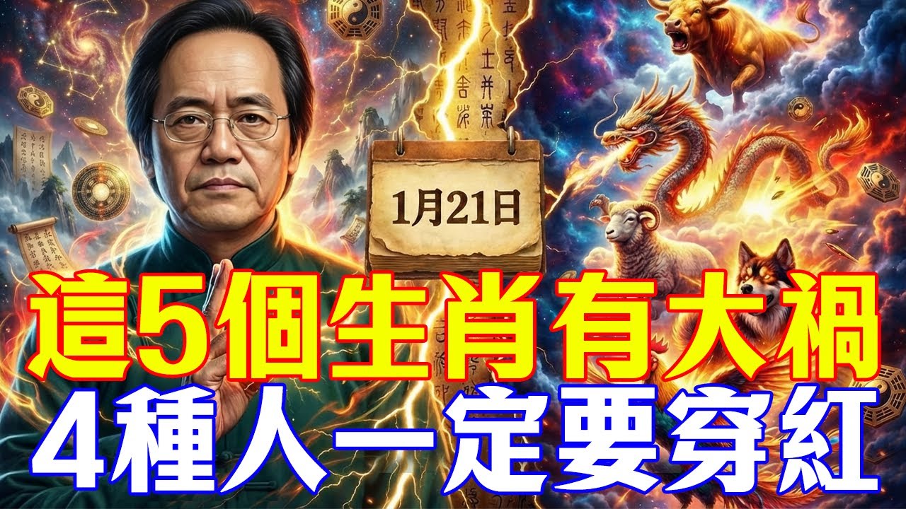 倪海廈生前透露：明天1月21日，家裏有這5個生肖的請留步！這4種人穿紅色，子女運勢大翻身，穿錯顏色恐招災！#倪海廈#居家風水#中醫養生#鎮櫃法#經方