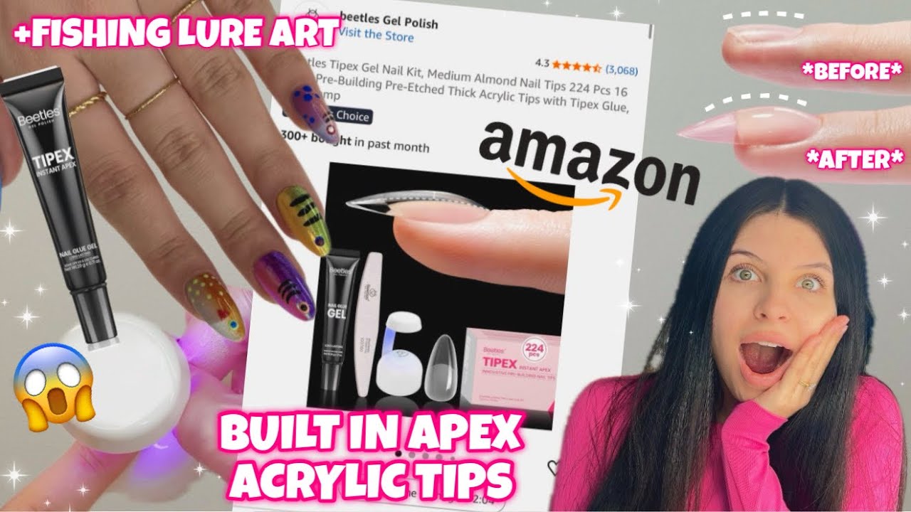 HOW TO GET SALON NAILS IN MINUTES | BEETLES TIPEX INSTANT APEX GEL KIT + VIRAL FISHING LURE NAIL ART