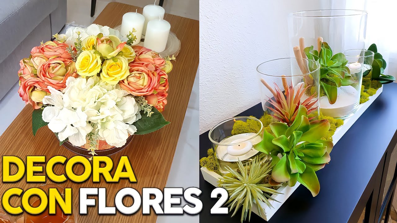 CENTROS DE MESA CON ROSAS, ORQUÍDEAS Y SUCULENTAS (ARTIFICIALES) DIY