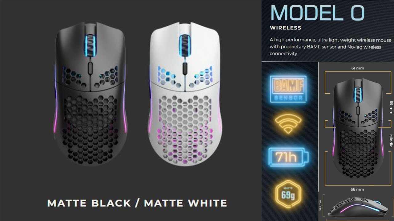 Glorious Model O wireless mouse, BAMF sensor