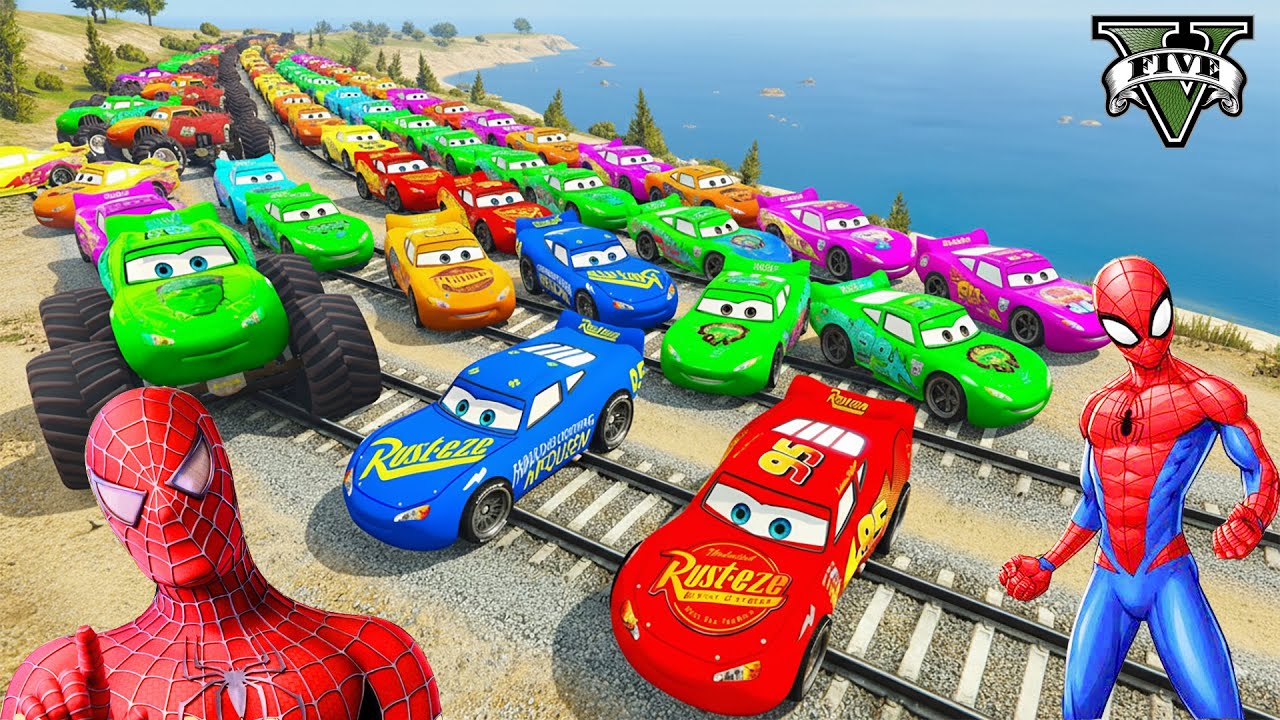 GTA V Superheroes Crazy Race Challenge with Super Cars 💥 GTA 5 Spiderman Car Stunt Race
