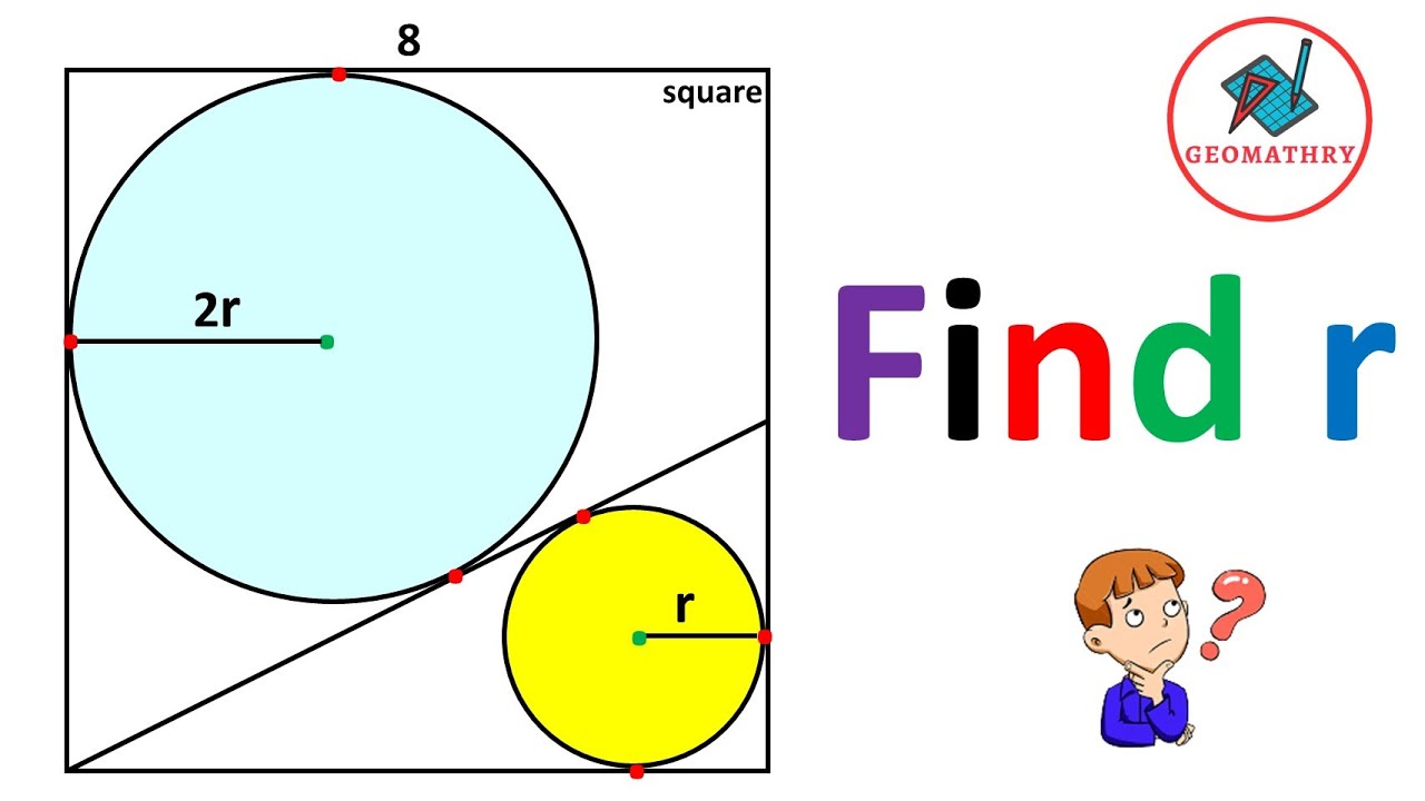 Find Radius of the Small Circle in the Square | Geometry | Math