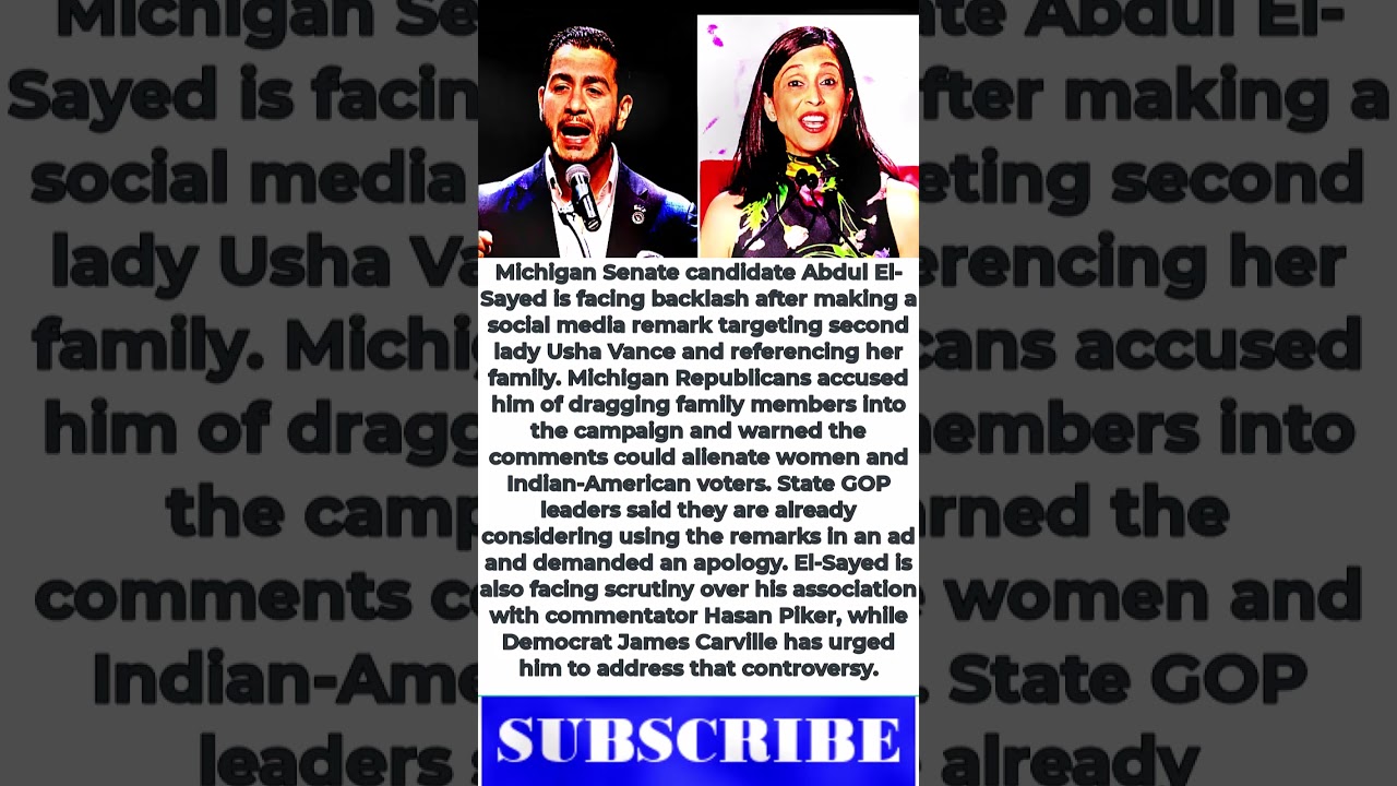 Abdul El-Sayed&rsquo;s Usha Vance Jab Sparks Political FIRESTORM!