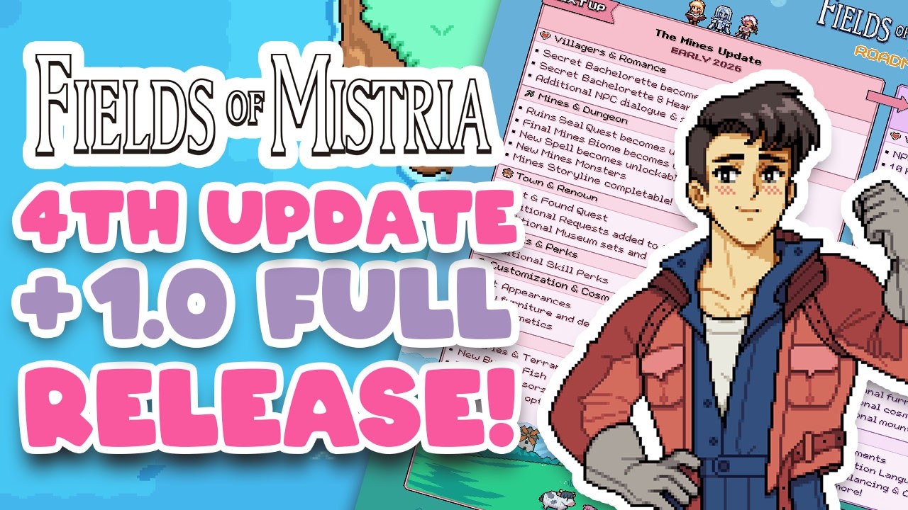 Четвертое крупное обновление Fields of Mistria + ПОЛНЫЙ РЕЛИЗ 1.0: план развития!