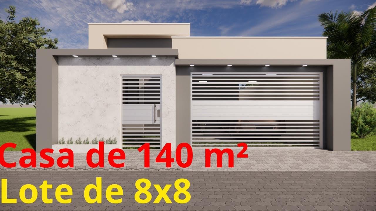 &ldquo;Casa Compacta e Moderna de 140m&sup2; em Lote 8x18: Planta Completa &rdquo;