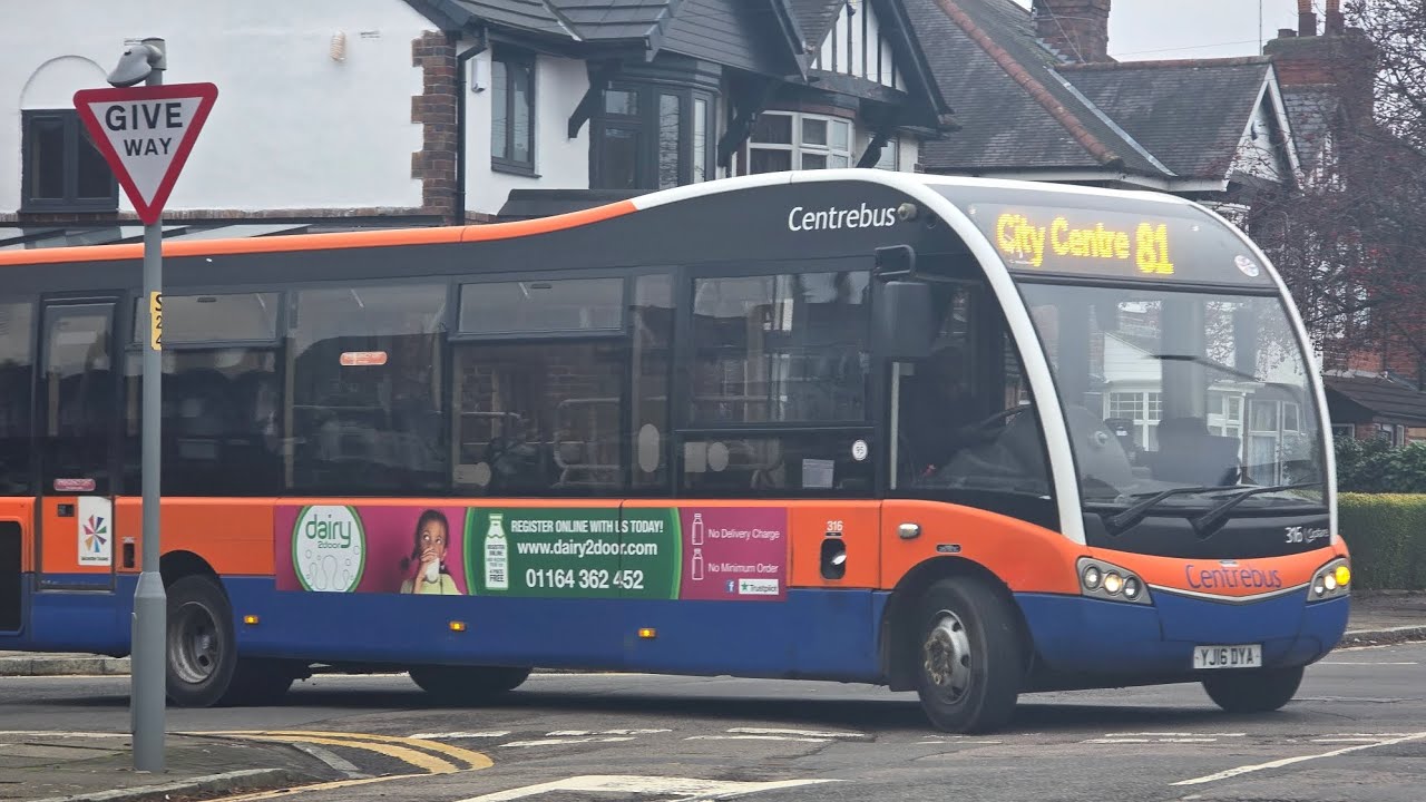**NICE RUN** Ride on centrebus Leicester YJ16 DYA 316 route 81