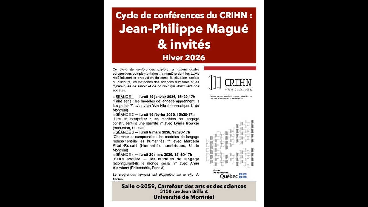 Vidéo de la conférence de Jean-Philippe Magué (ENS Lyon) & Lynne Bowker (U Laval)