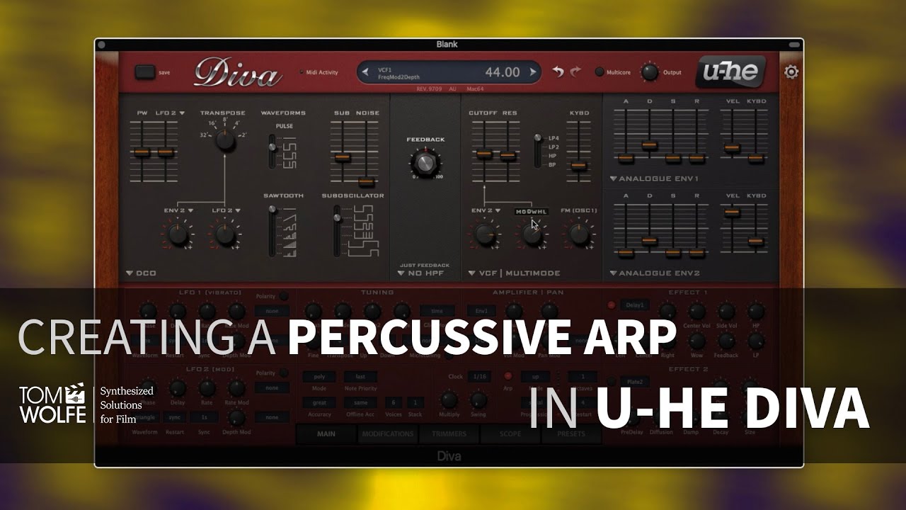 Creating A Patch In U-he Diva - Percussive Arp