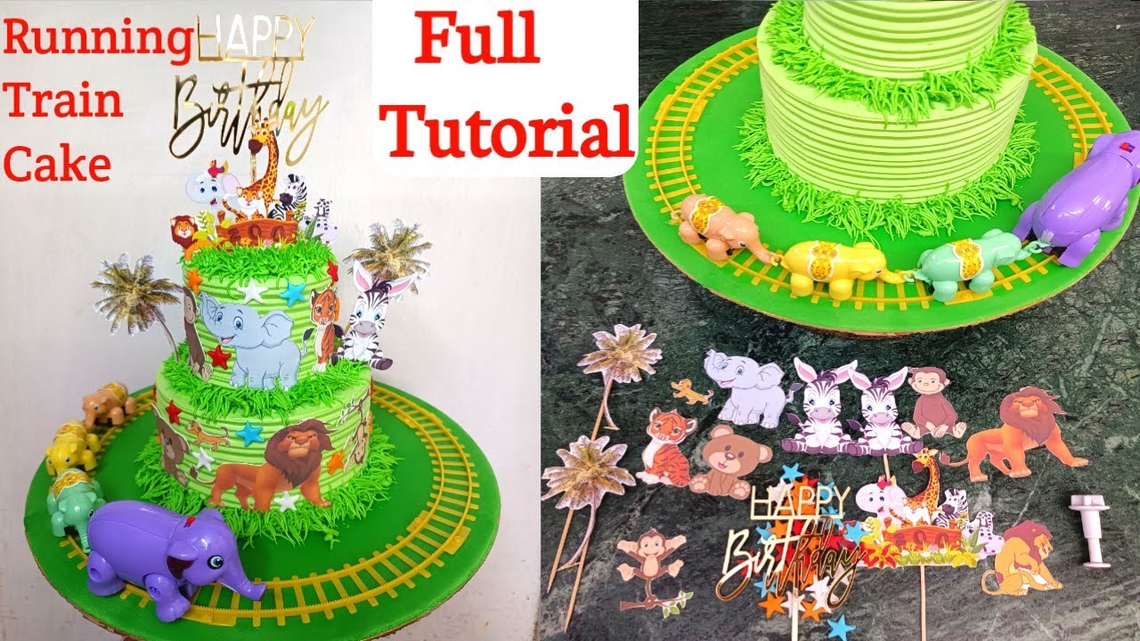 Jungle Theme Cake With Running Train | Running Train Cake For Kids | Seller FactG