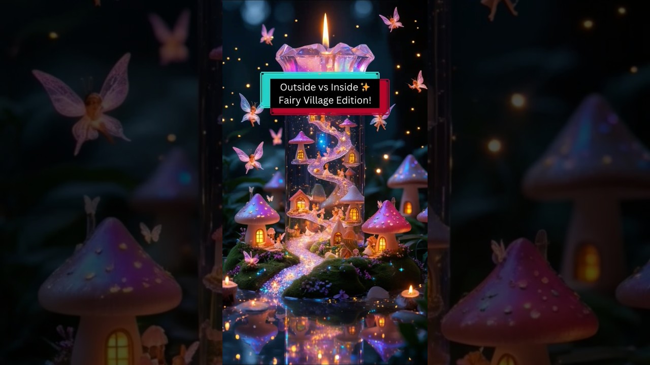 Fairy Village Outside vs Inside a Magical Candle 🔥✨ | Dreamy Fantasy Comparison #ai  #shorts