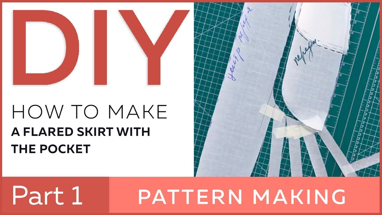 DIY: How to make a flared skirt with the pockets. Pattern making. Part 1