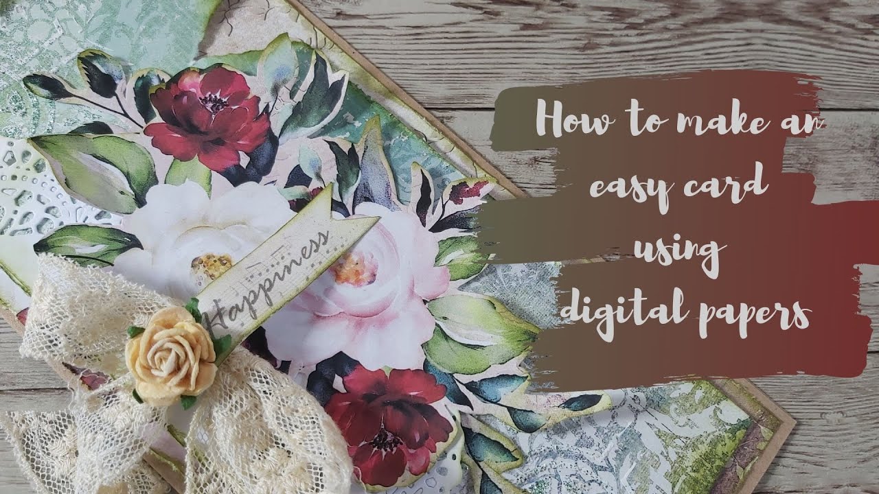 How to make an easy card using digital papers|Marina Manioti