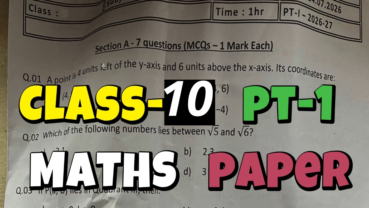 Class 10 MATHS / PT-1 Exam Question Paper || CBSE Sample Paper 2026 || KVS PT-1 Exam