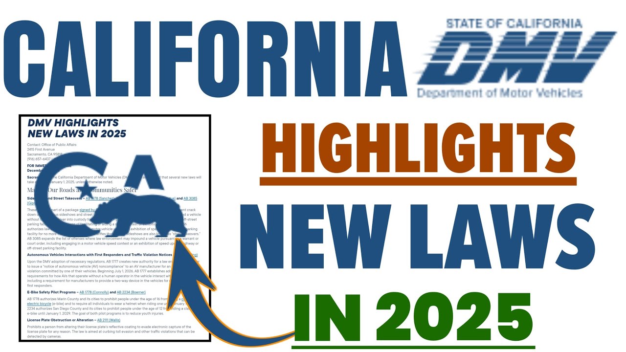 California DMV New Law 2025 | California DMV Highlights New Laws