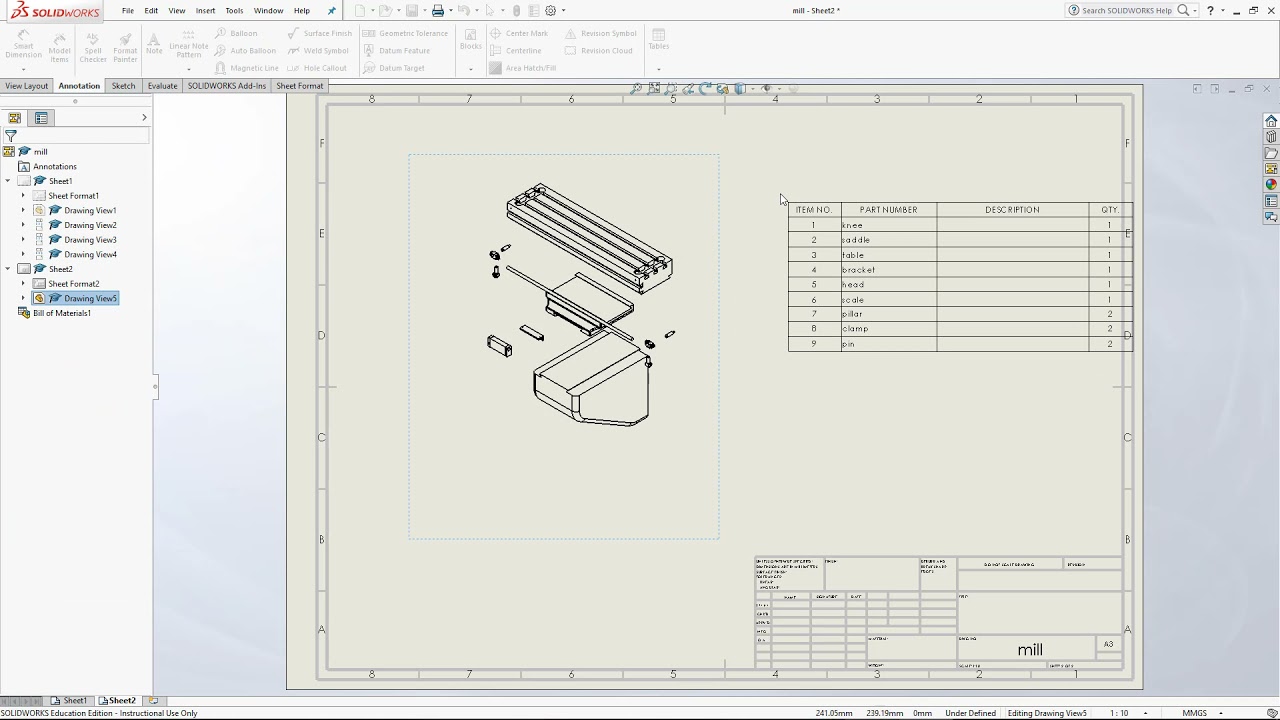 SolidWorks 54 Assembly Drawing
