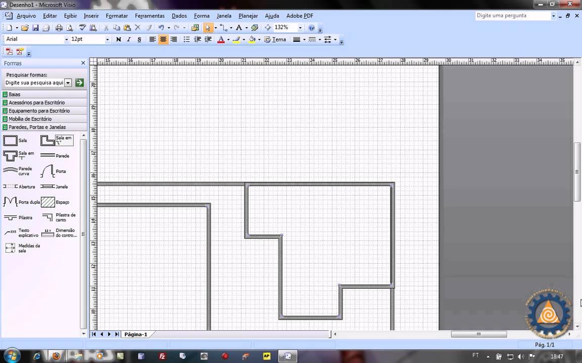 MS VISIO Aula 1/2  - Como criar uma PLANTA BAIXA de Layout de Escritório - www.professorramos.com