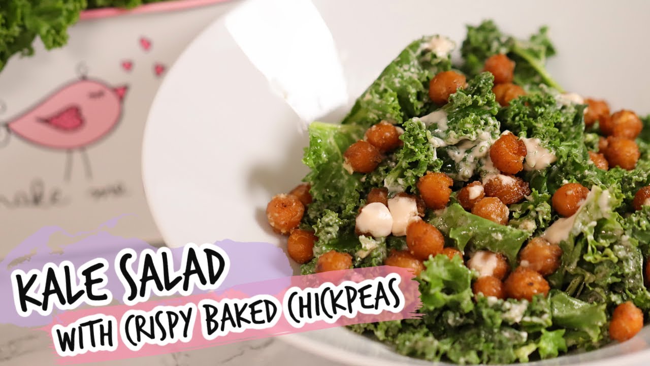 Tasty Kale Salad with Crunchy Baked Chickpeas | Vegan Recipe