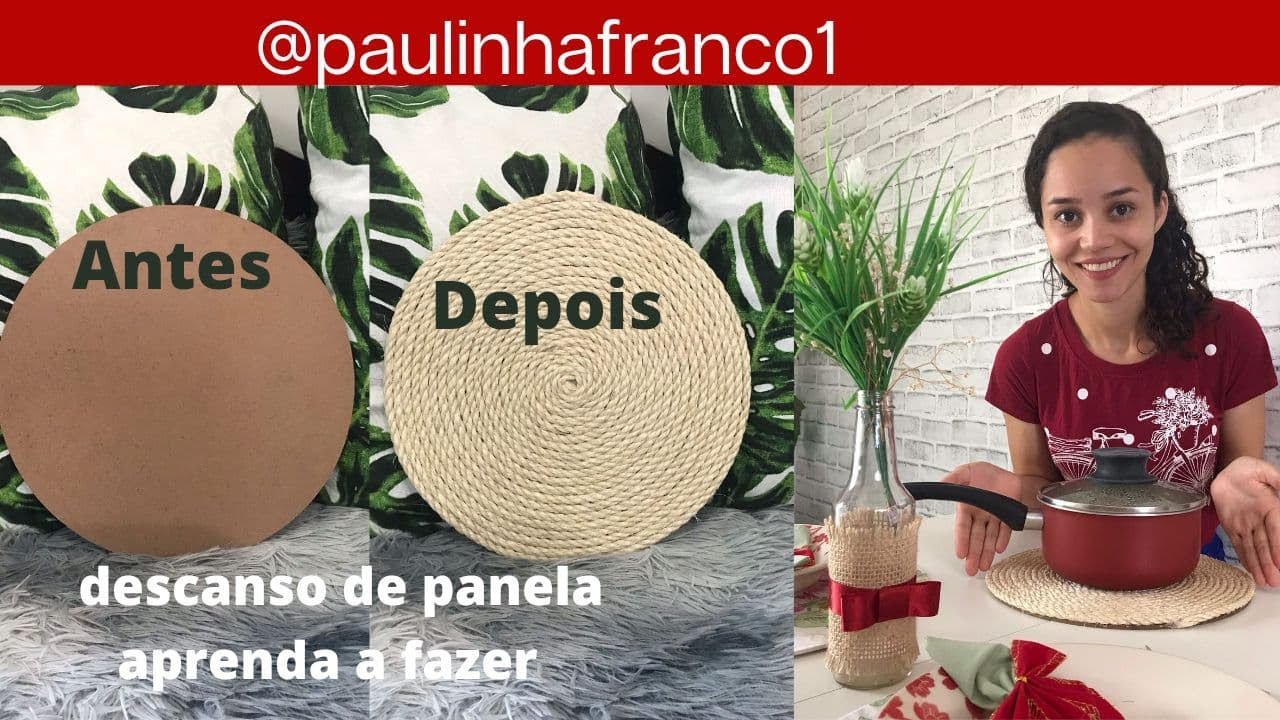 Como decorar base sousplat mdf com corda de sisal. #sousplatmdf