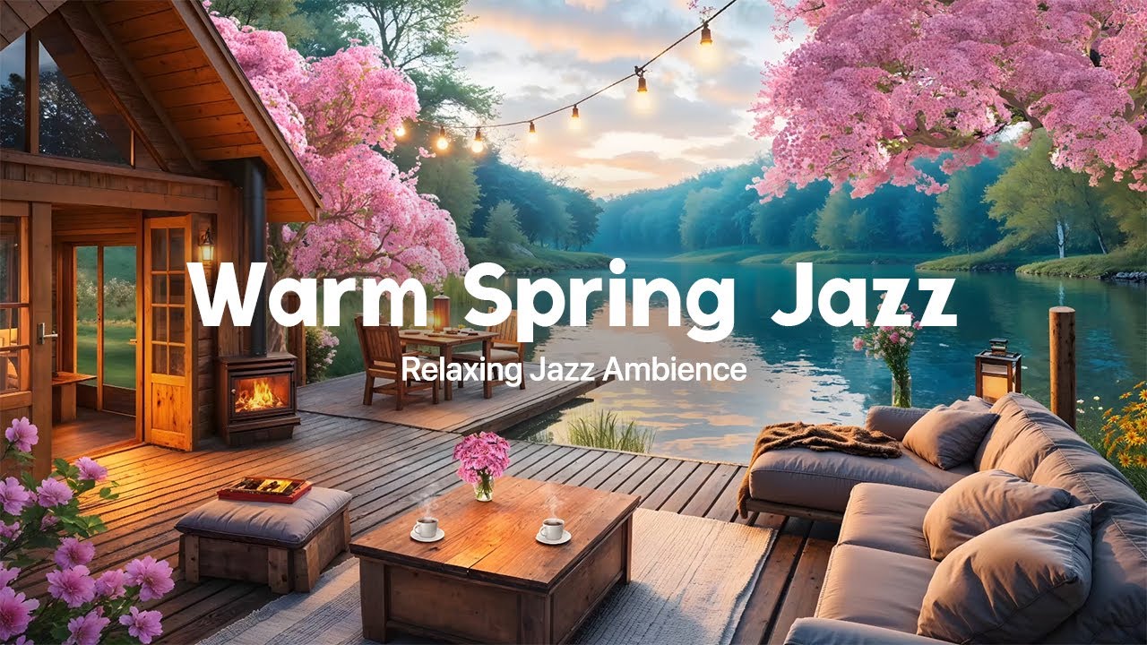 (NO MID-ROLL ADS) Spring Evening Jazz by the Lakeside - Cozy Music for Studies, Ambience