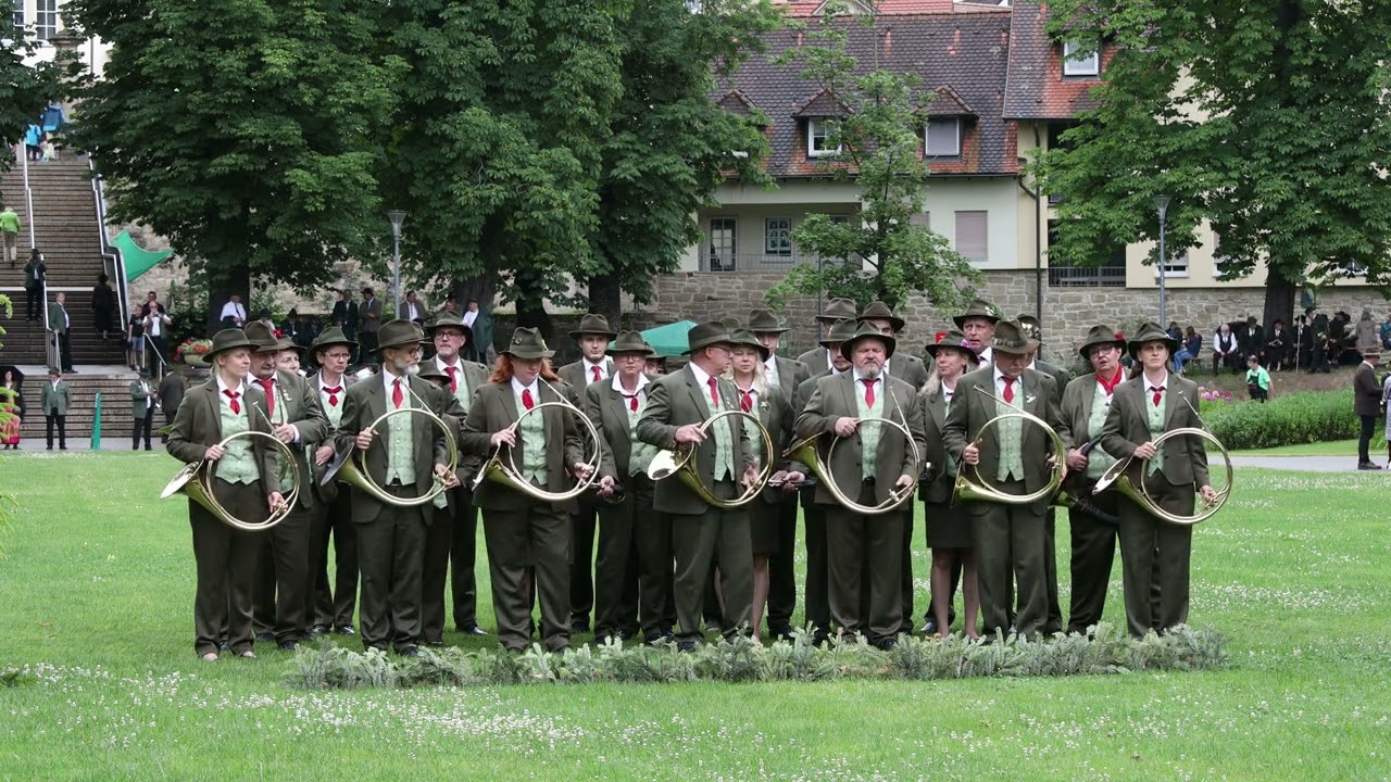 Jagdhornbläsergruppe Öhringen beim Landesbläserwettbewerb 2024 in Öhringen