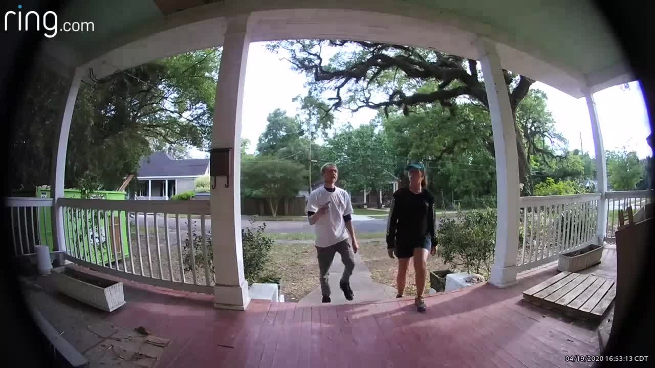 Man and Woman steal doorbell camera but unable to steal video