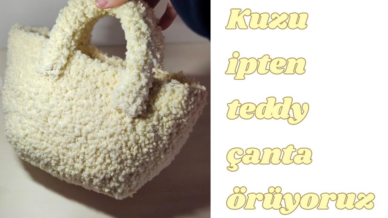 Örgü kışlık çanta örelim 🥰 | kuzu ipten teddy çanta nasıl yapılır| tığ işi peluş çanta yapımı #örgü