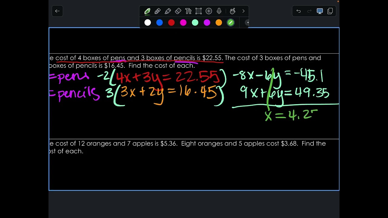 Part 1 Solving Systems Word Problems