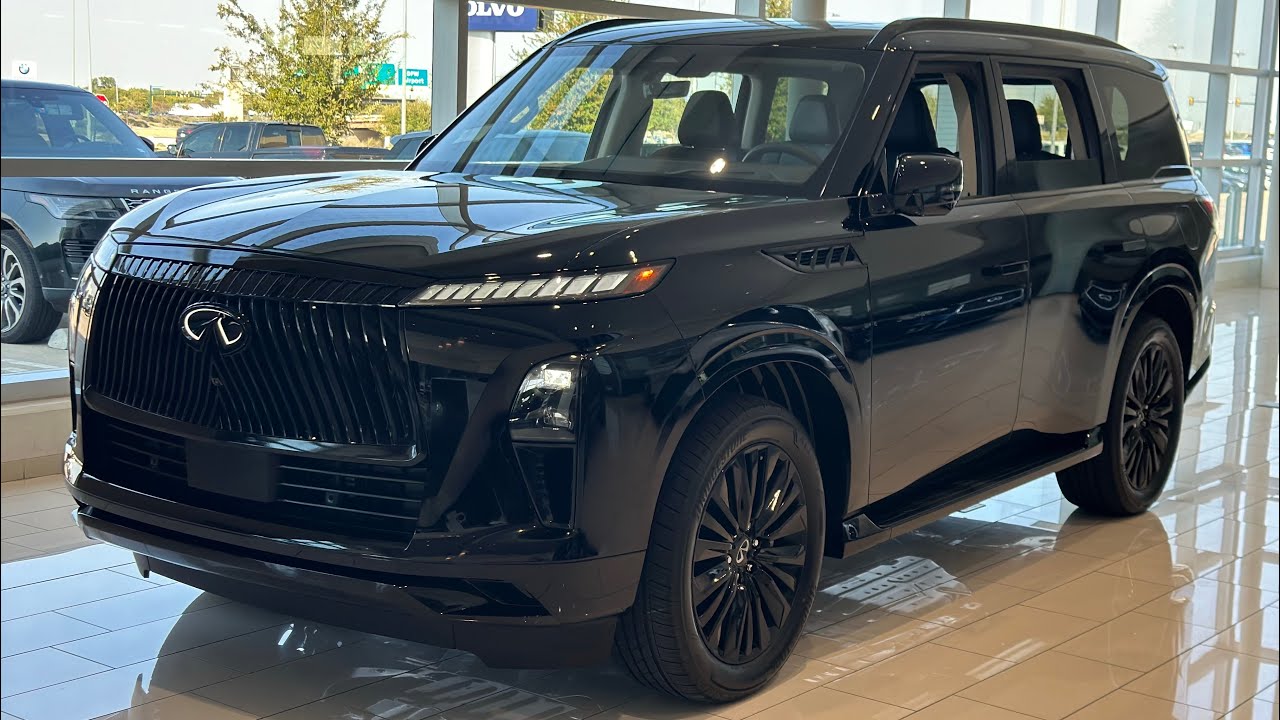 Черный INFINITI QX80 Luxe Walkaround 2025 года