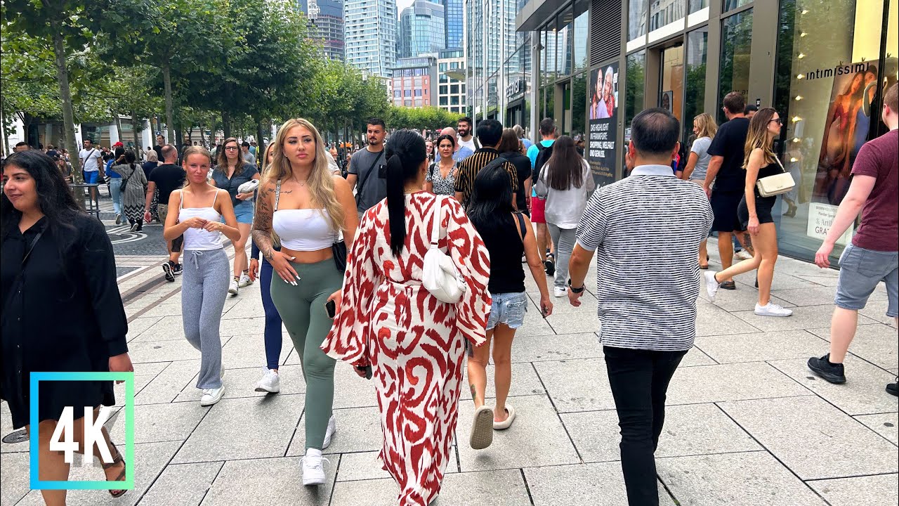 Frankfurt City in August 2023 | Hot Sommer Germany 🇩🇪 | Walking Tour 4K 60fps UHD live Sound _