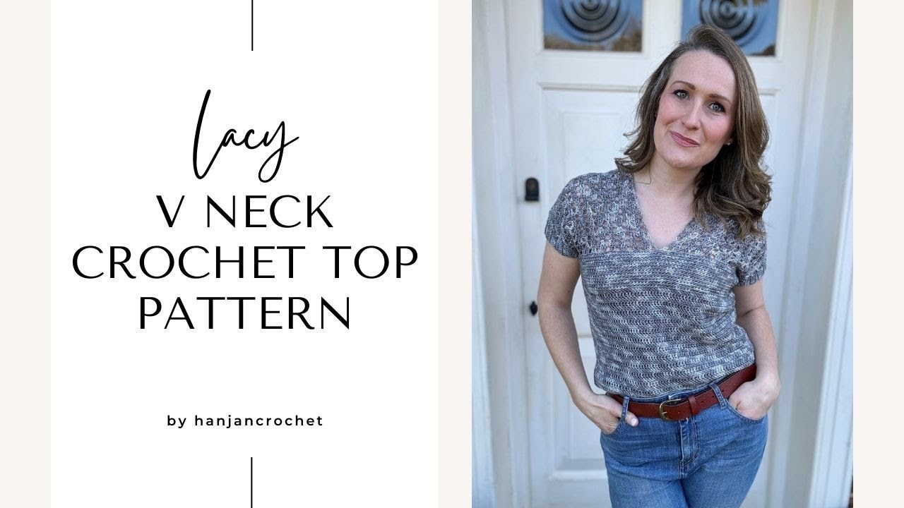 Top Down V Neck Crochet Top Pattern - Hawthorne Tee