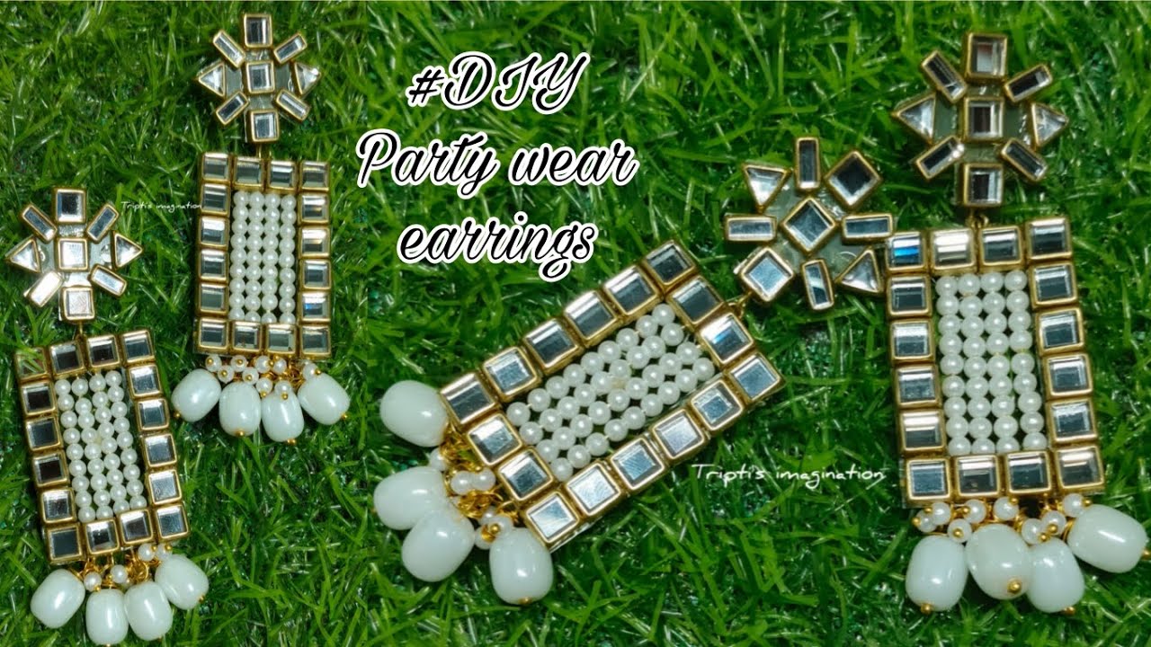 How to make party wear earrings/DIY stone earrings/earrings tutorial/Handmade Earrings/earrings DIY 