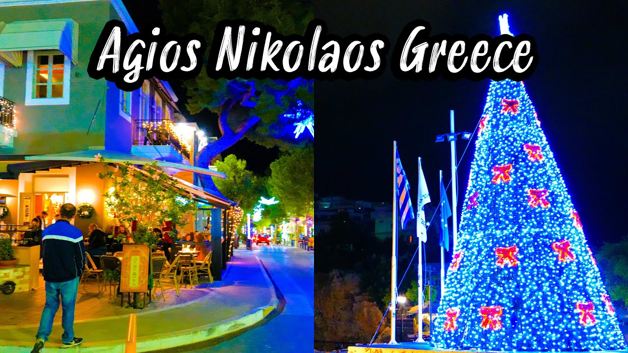 Agios Nikolaos Crete, Greece, Christmas vibes🎄vibrant highlights in 4k