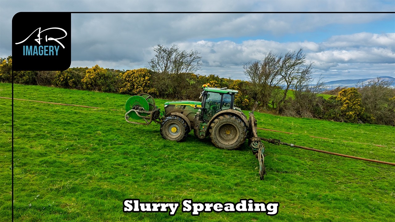 12m Dribble Bar in Action | John Deere 6R155 Slurry Spreading | TJ Montgomery