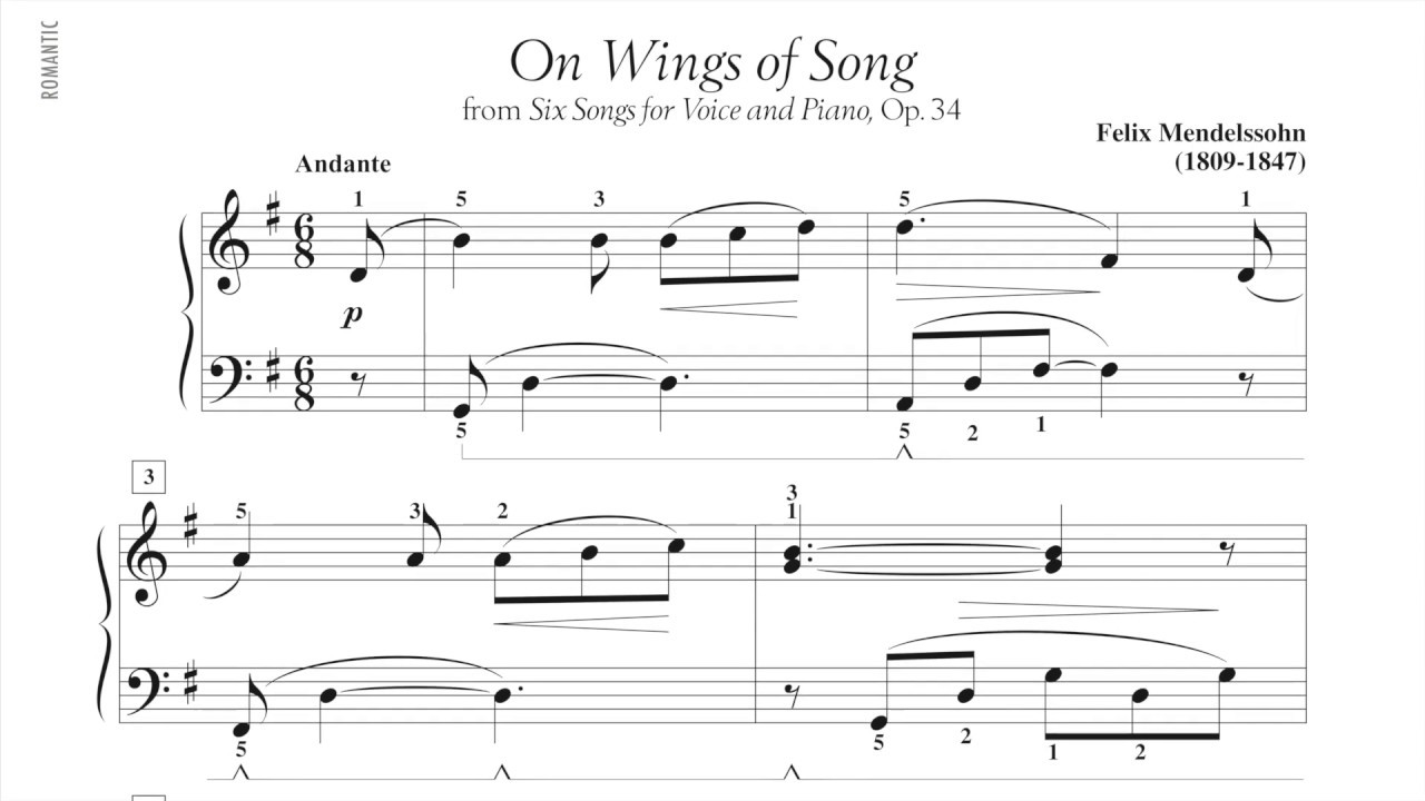 On Wings of Song - Mendelssohn (page 54, Adult Piano Adventures Classics Book 2)