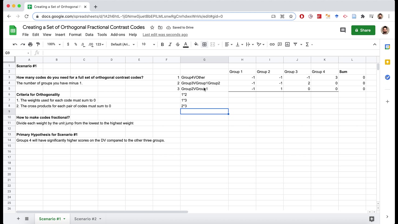 Creating a Set of Orthogonal Fractional Contrast Codes for Scenario #1 (Part 2)
