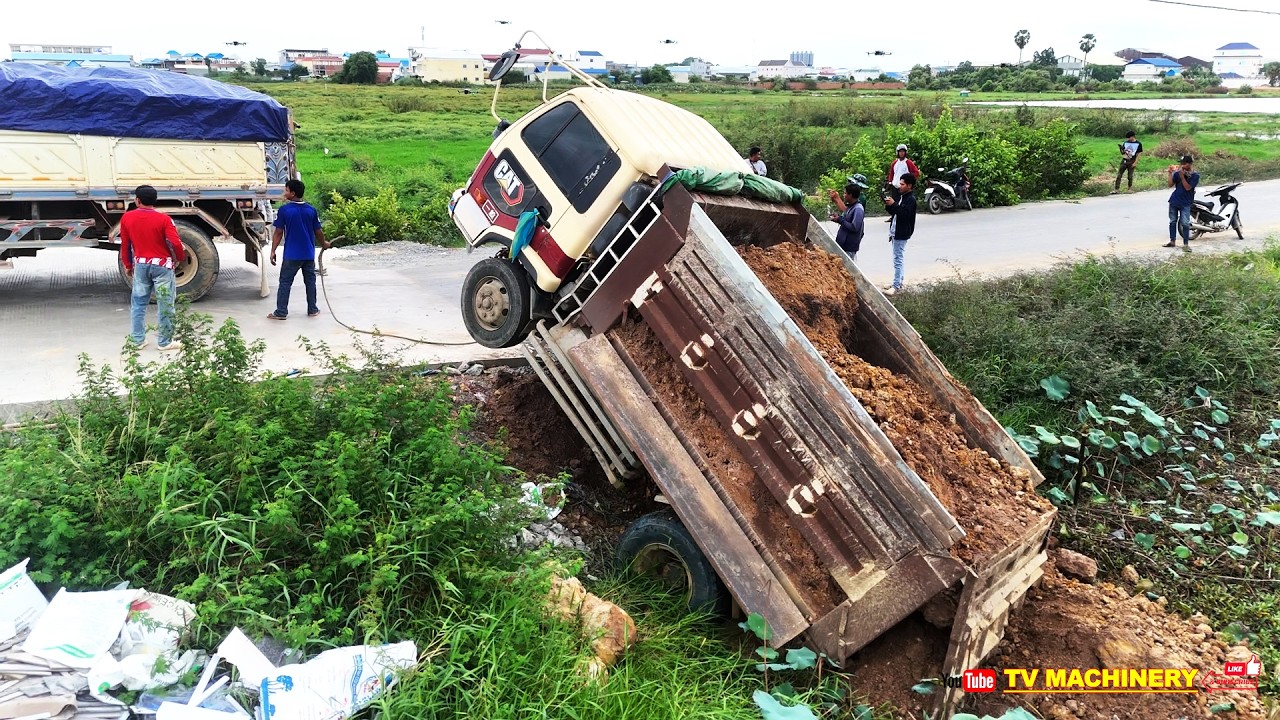 Incredible Recovery Action! 5 Ton Dump Trucks Fail in Deep Mud & 15 Ton Trucks Help Out & Landfill