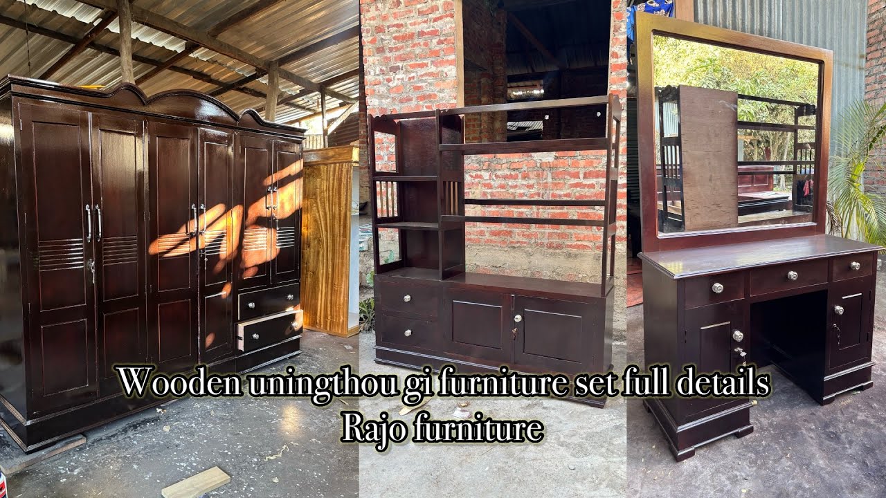 Furniture set with dark marron metallic || uningthou wood || rajo furniture || manipur