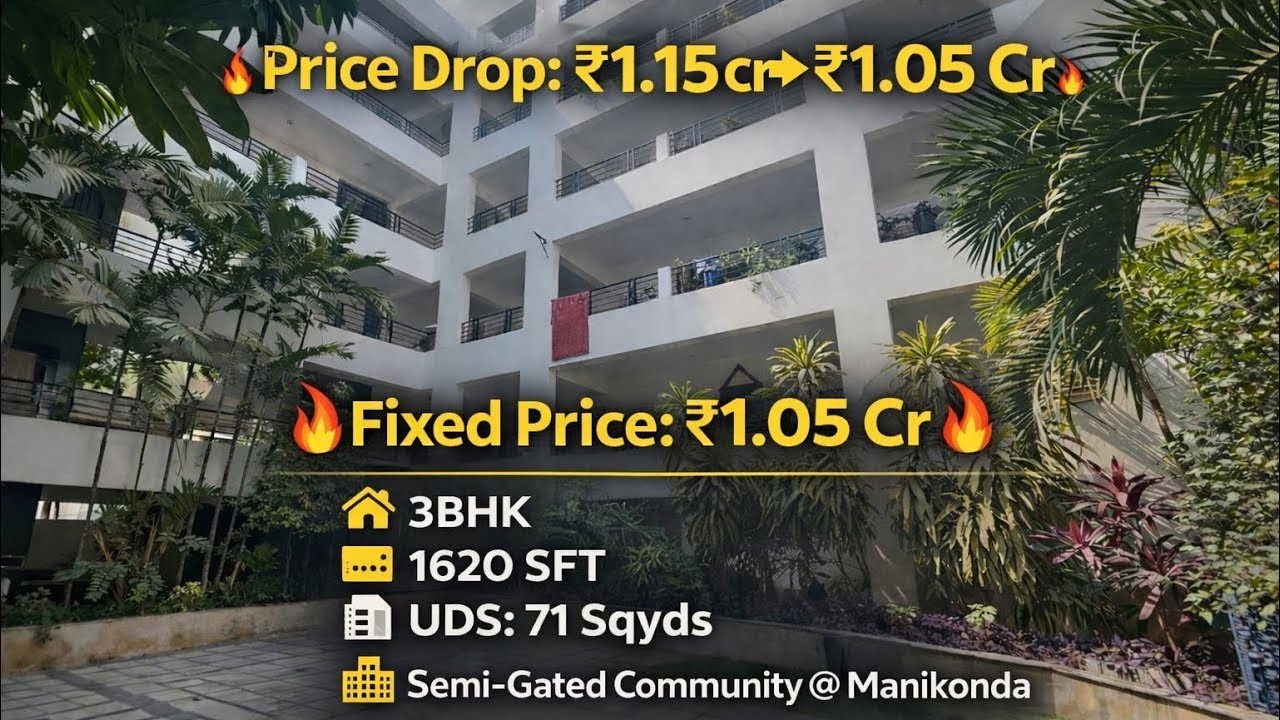 3bhk flat for sale in Semi Gated Community | Alkapur Township | Manikonda | 1620 sft ||
